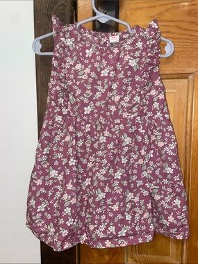 Girls' Floral Casual Dress in Mauve Pink